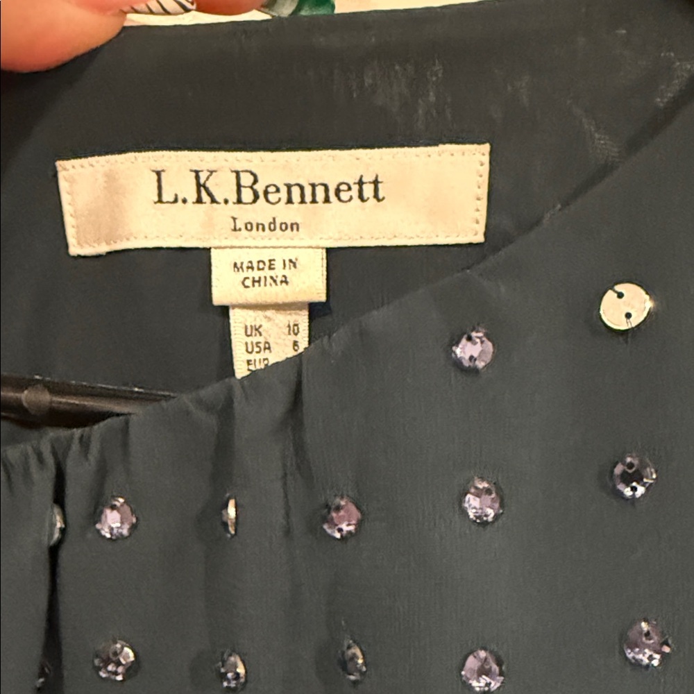 LK Bennett Dark blue Long Sleeve Dress with Studded Accents - Picture 3 of 11